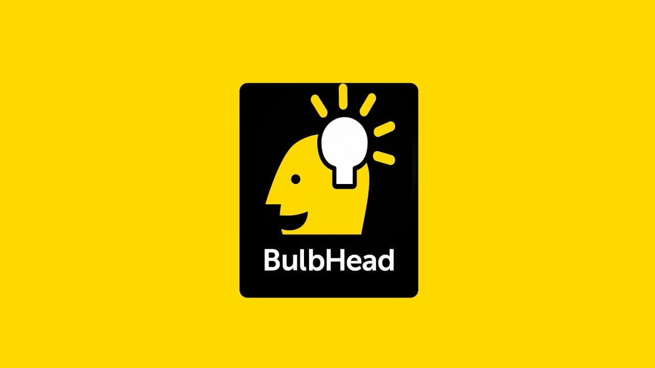 BulbHead logo on a yellow background